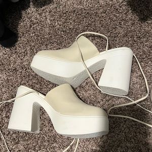 Platform Heels closed toe wrap platform heels